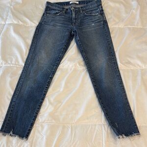 Moussy Vintage SAAB Dark Blue Skinny Stretchy Frayed Hem Jeans Sz 26